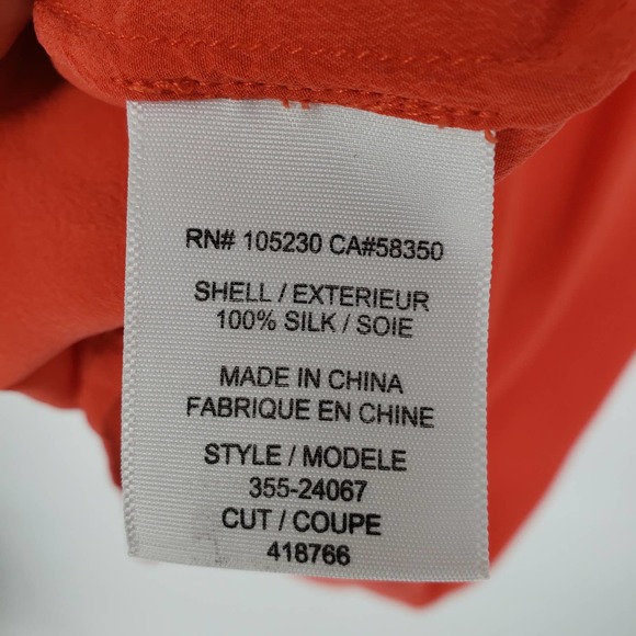 Joie Silk Blouse Sleeveless Aruna Top Split V Neck High‎ Low Hem Orange Work - Picture 5 of 9